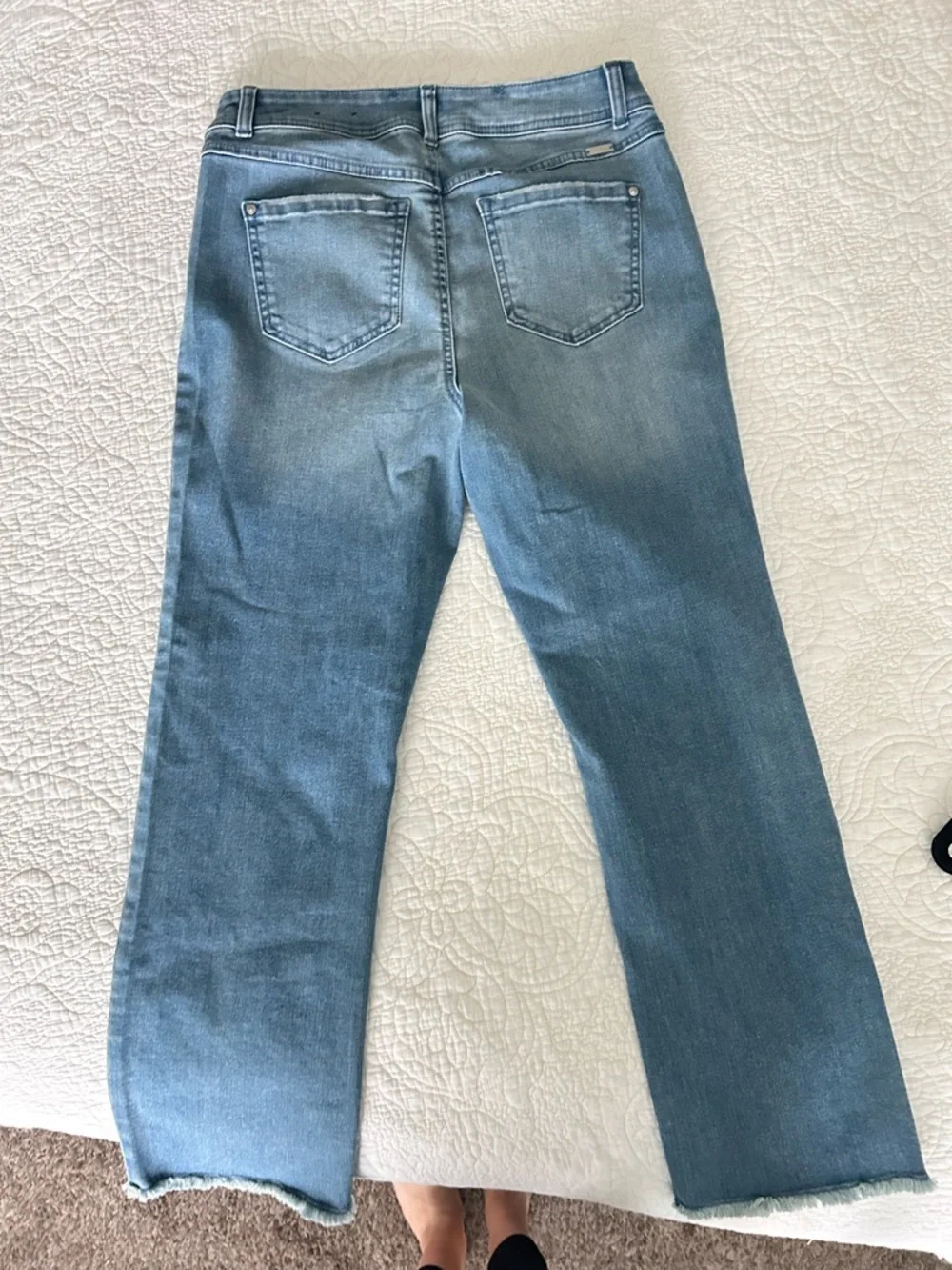 Blue Women's Rhinestone Hem Straight-Leg Jeans - Picture 3 of 3
